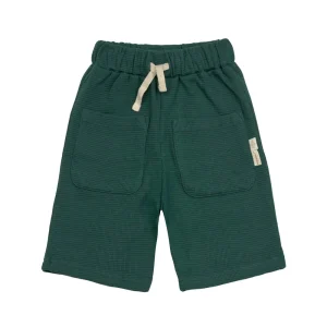 Lässig Shorts Waffle GOTS - Vert Foncé