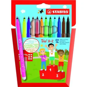 12 stabilo trio A-Z - coloris assortis dont 2 fluo - Stabilo