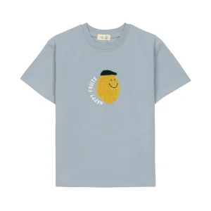 Lässig T-shirt en jersey GOTS - Citron/Bleu clair