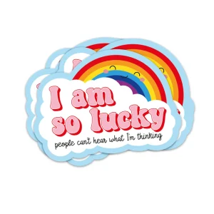 Sticker I am so lucky, arc-en-ciel et nuages - Studio Inktvis