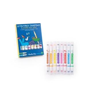 8 Feutres Tampons 2 en 1  - Moulin Roty