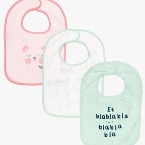Lot de 3 bavoirs rose,blanc et vert d'eau