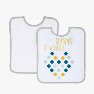 Lot de 2 bavoirs blancs