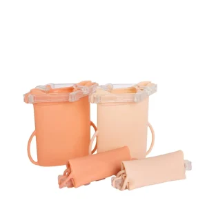 Baby On The Move Yummy Bag – Fleur – Lot de 4 (2x Blush + 2x Bloom) – Sachets de conservation en silicone de 180ml – Étanches & Réutilisables – Pour lait maternel, snacks & repas pour bébé