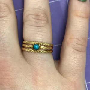 Bague cross line triple pierre ronde - Jaspe Africain - Bijoux - Fabien Ajzenberg