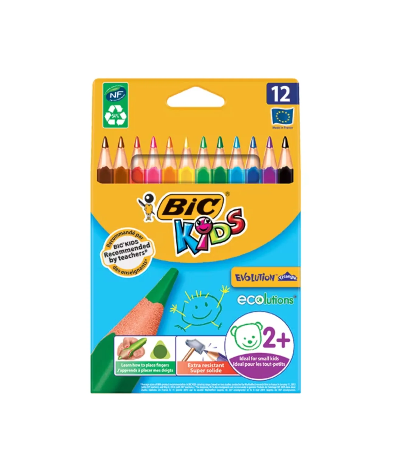 12 Crayons de Couleur Evolution Triangle - BIC