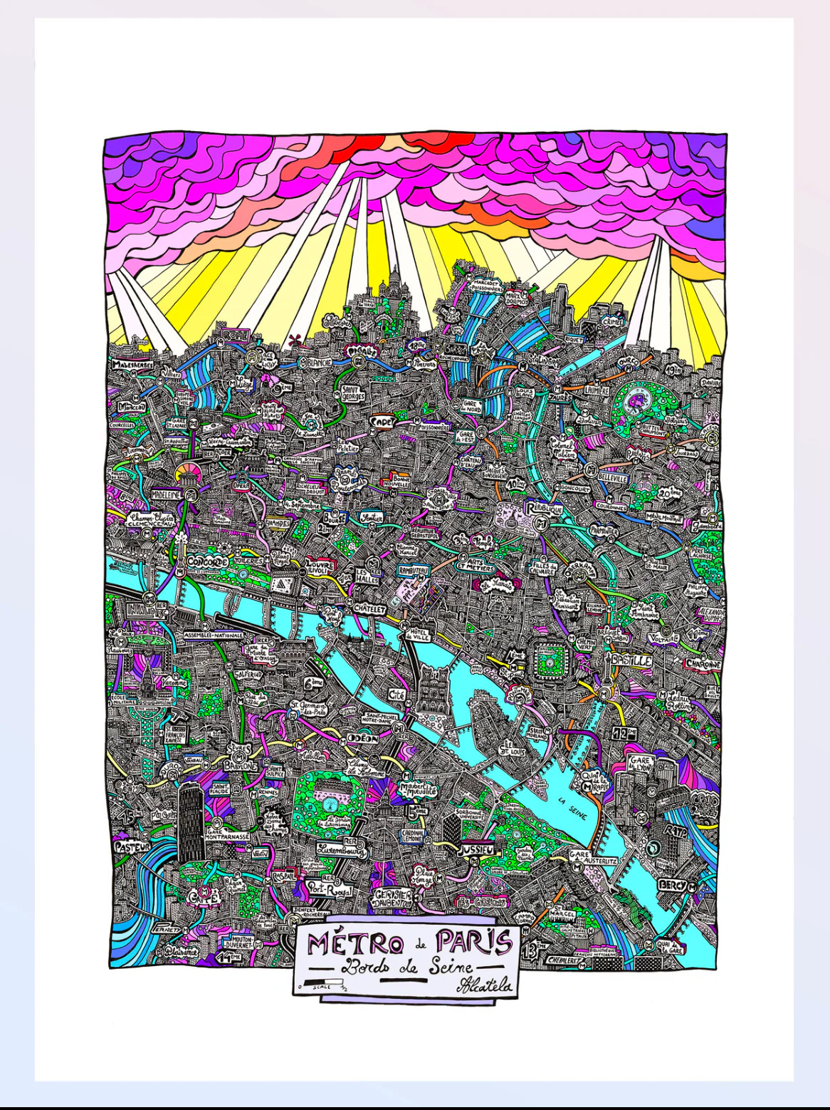 Affiche Plan de ville Format Portrait - Alcatela Illustration - 42x59,4 cm