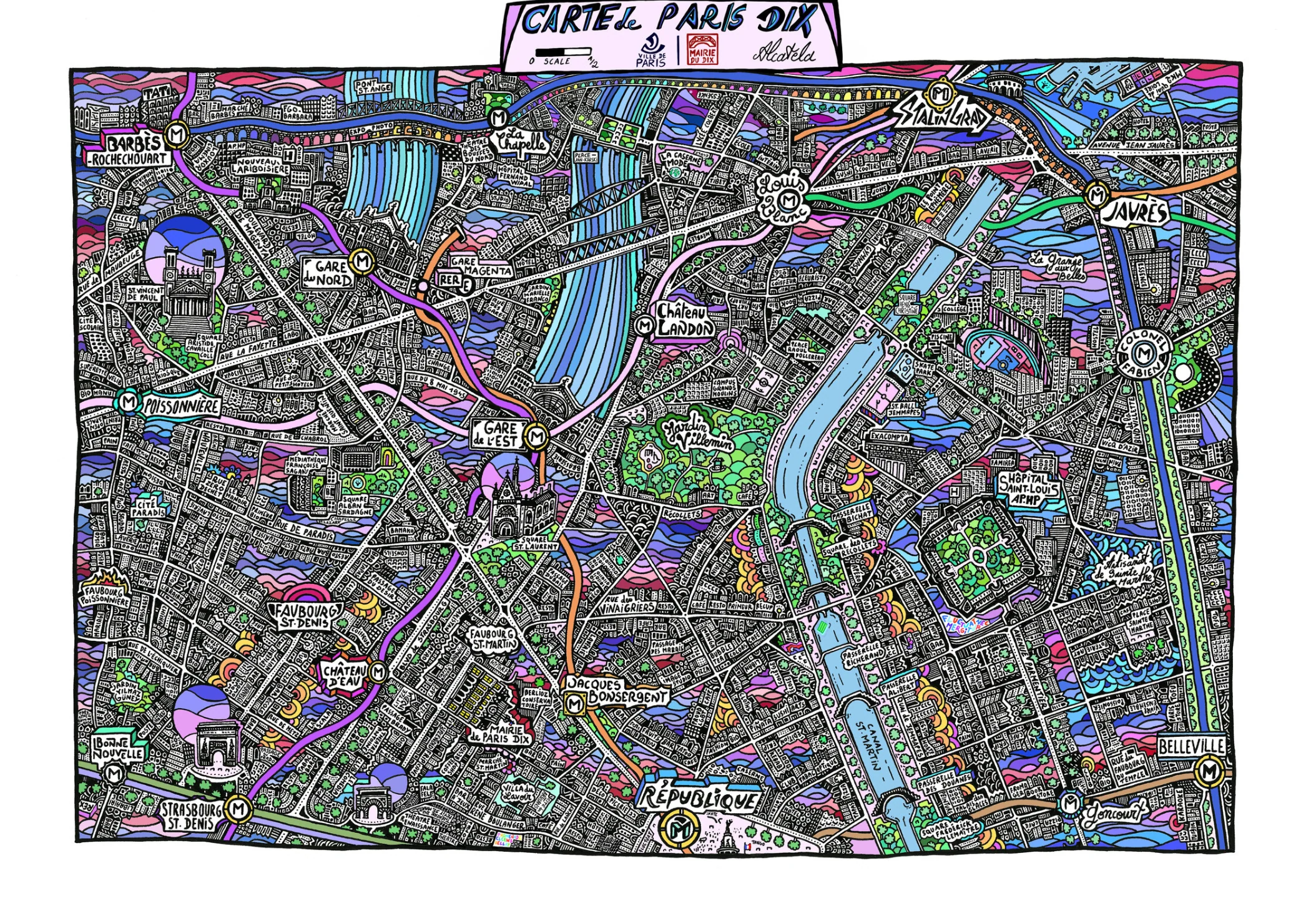 Affiche Plan de ville - Format Paysage - Alcatela Illustration - 42x29,7cm – Image 3