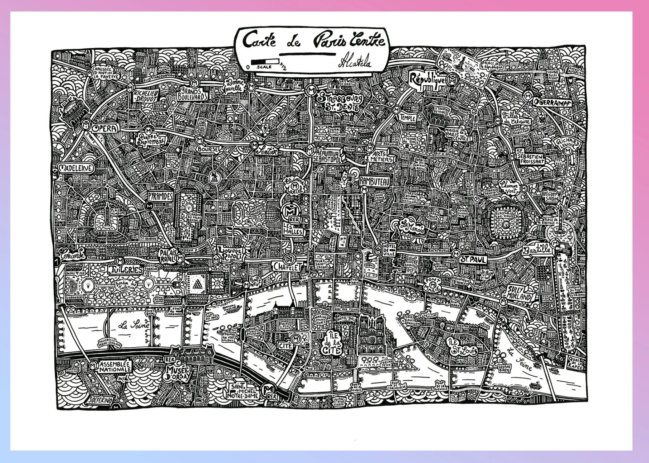 Affiche Plan de ville - Format Paysage - Alcatela Illustration - 42x29,7cm – Image 5