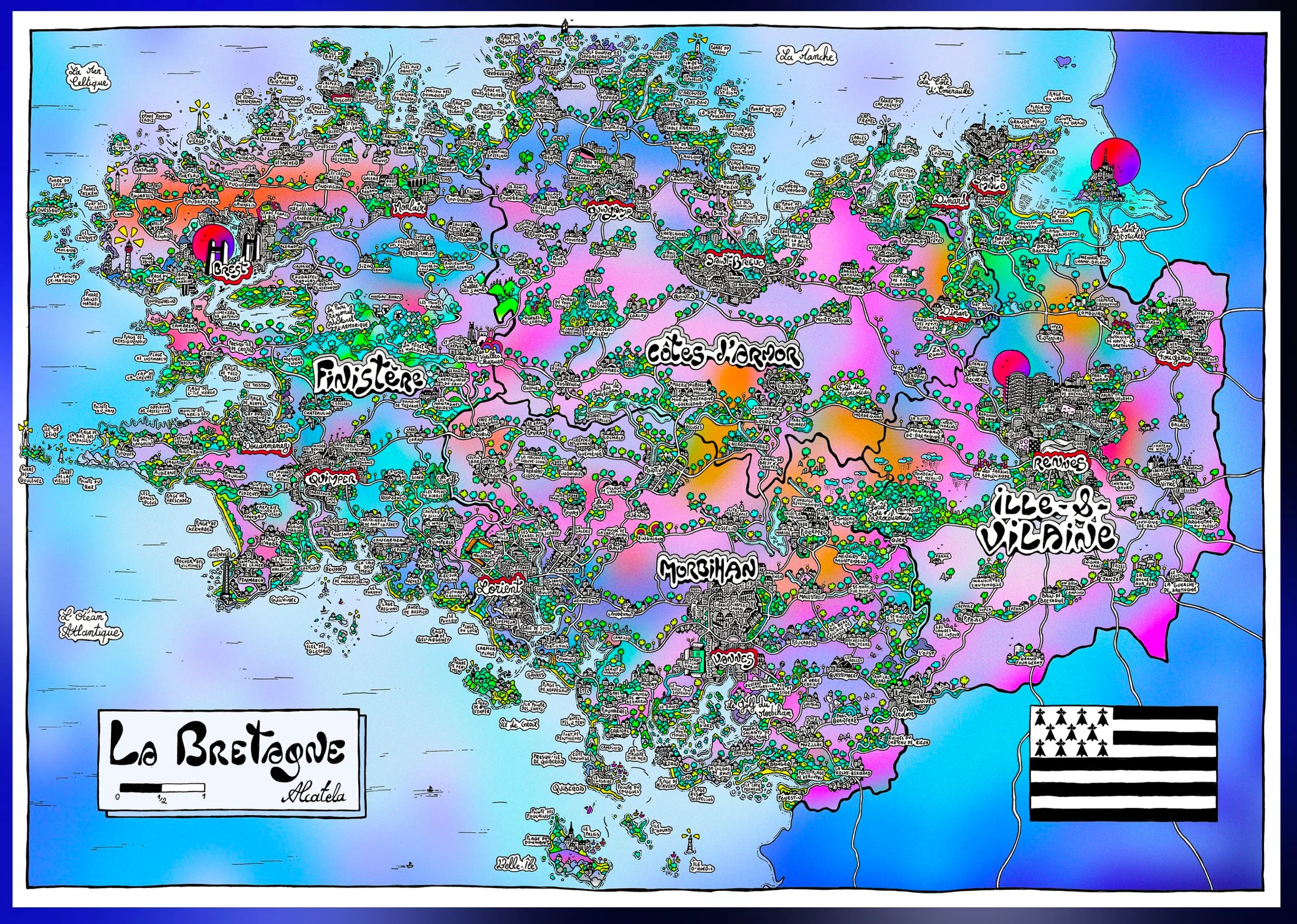 Affiche Plan de ville - Format Paysage - Alcatela Illustration - 42x29,7cm – Image 4