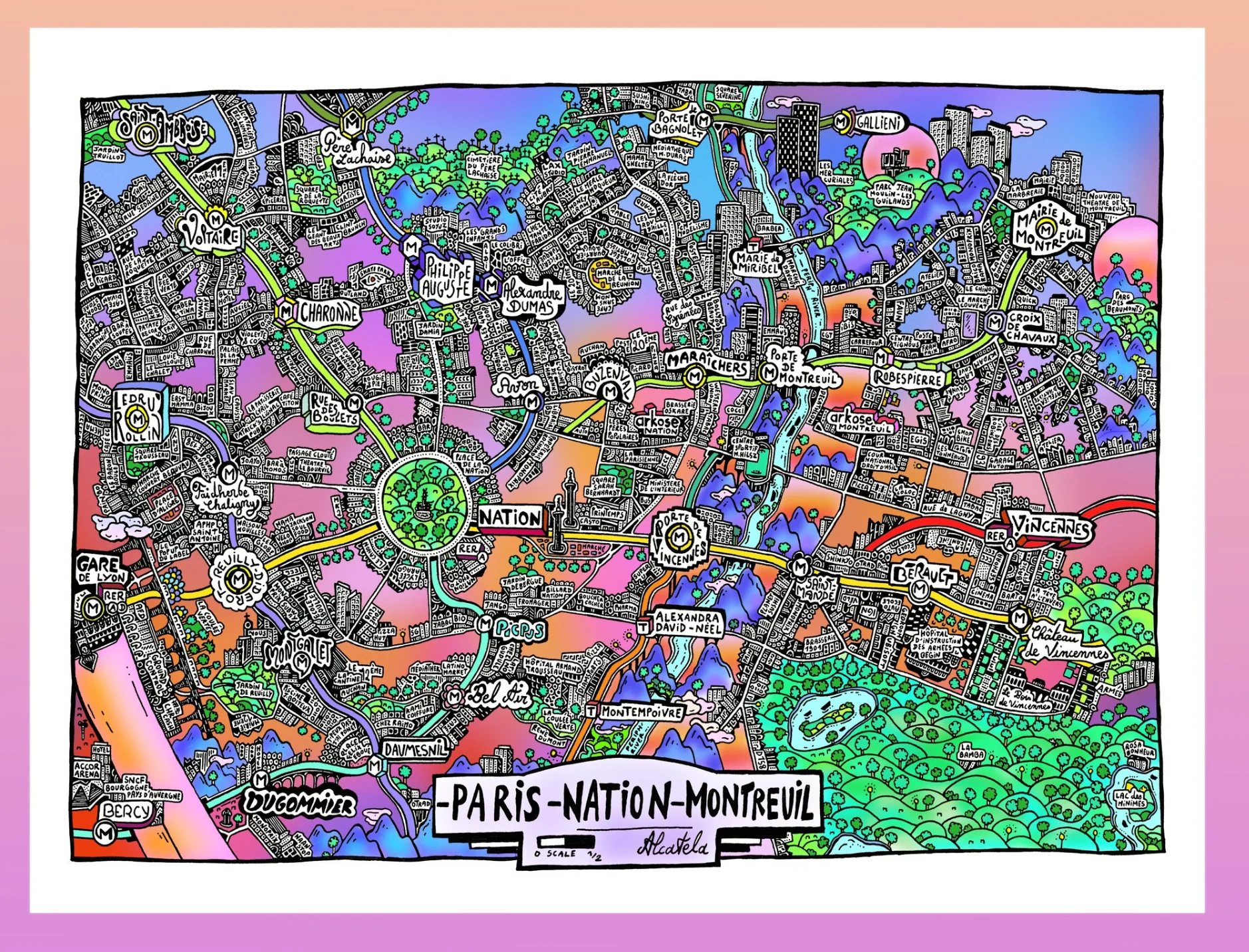 Affiche Plan de ville - Format Paysage - Alcatela Illustration - 42x29,7cm – Image 8