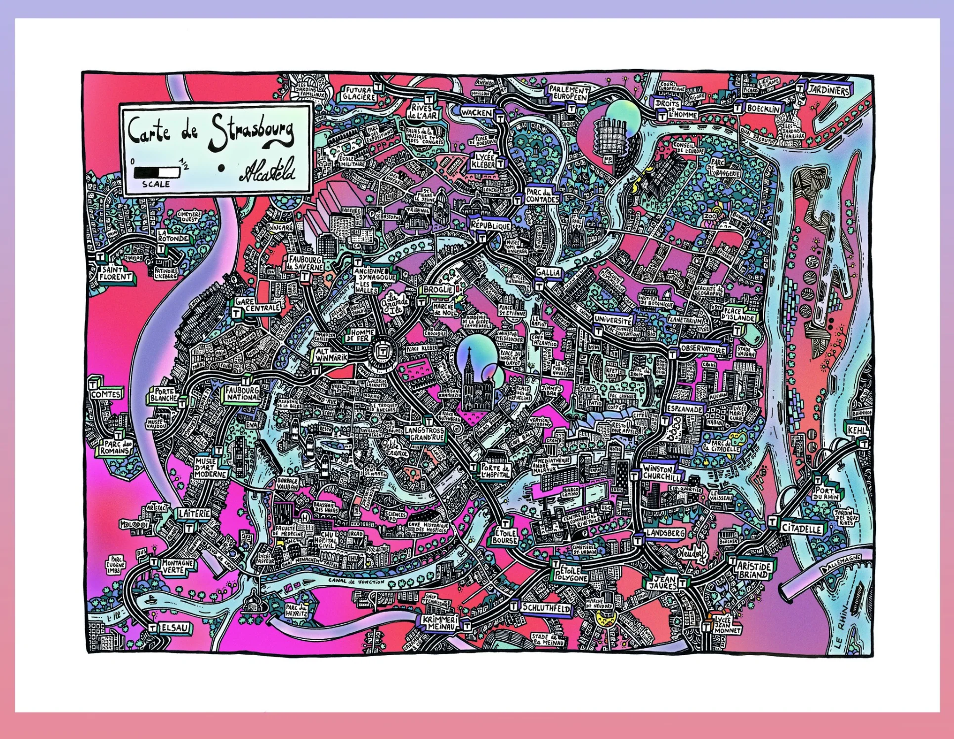 Affiche Plan de ville - Format Paysage - Alcatela Illustration - 42x29,7cm – Image 2