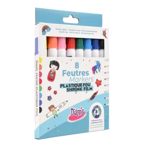 8 feutres markers pour plastique fou - Diam’s