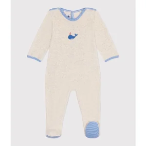 Pyjama en velours pour bébé Petit Bateau avec fermeture au dos - Baleine