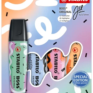 4 stabilo boss original by Ju Schnee - nuage de bleu + menthe à l’eau + sorbet abricot + mauvais givré - Stabilo
