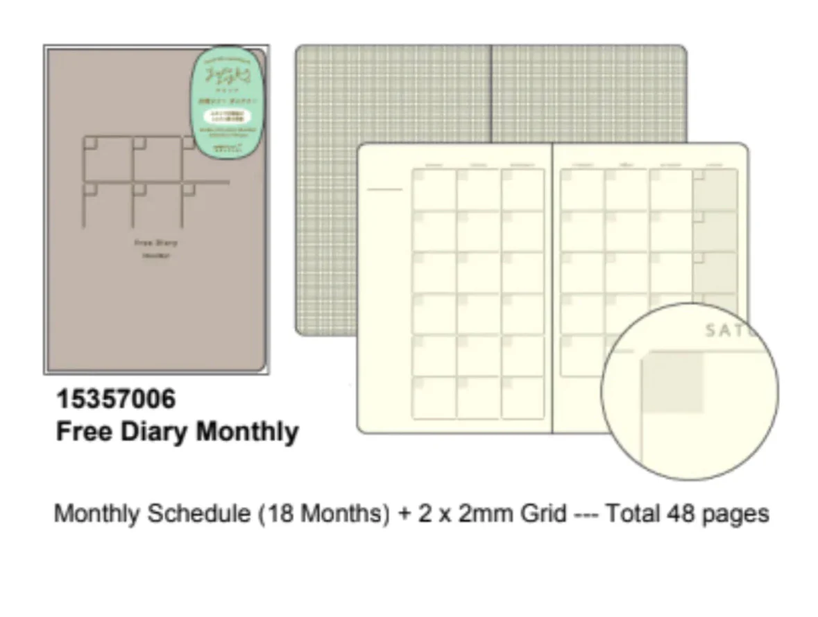 Notebook - Yuru Log B6 - Journal mensuel (18 mois) - Midori – Image 3