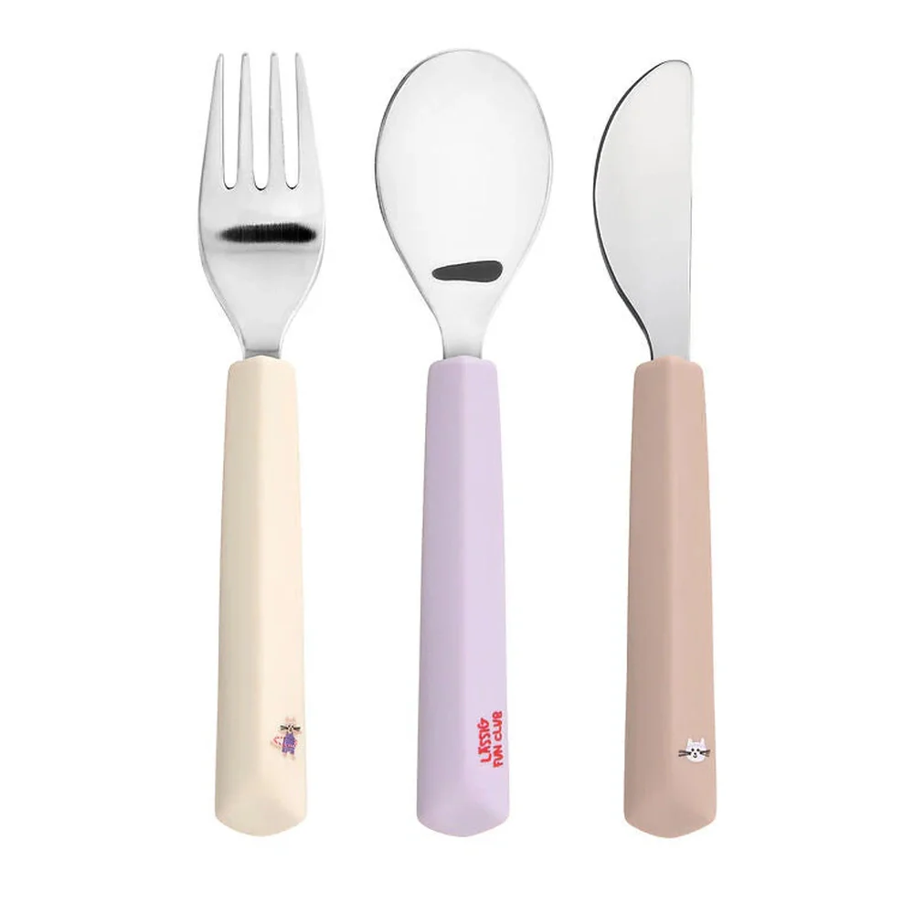 Couverts pour enfants décontractés avec prise en silicone - Tiny Team Cat