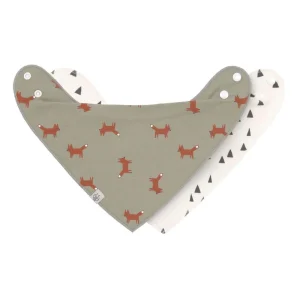 Lässig Écharpe Triangle/Bavoir Bandana pour Bébé (2 Pièces) - Petit Renard des Forêts