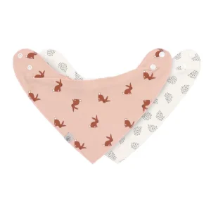 Lässig Écharpe Triangle/Bavoir Bandana pour Bébé (2 Pièces) - Petit Lapin de la Forêt