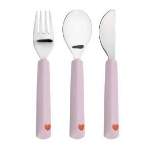 Lässig Couverts pour enfants avec poignée en silicone - Happy Rascals, Heart Lavender