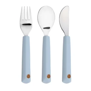 Lässig Couverts pour enfants avec poignée en silicone - Happy Rascals, Smile sky blue