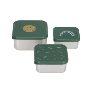 Boîte à collation en acier inoxydable Lässig 3 pièces - Sourire vert