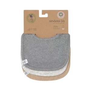 Ensemble de 3 bavoirs pour nouveau-nés GOTS Lässig - Gris foncé/Gris clair/Mélange nature