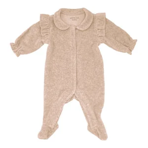 Pyjama pour bébé Poetree Kids en velours super doux camel avec volants