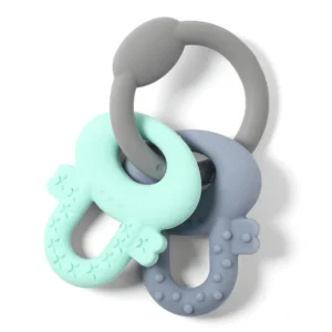 Anneau de dentition ortho vert et bleu en silicone: BABYONO