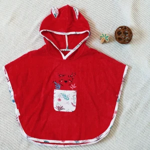 Poncho/cape de bain avec capuche ,rose