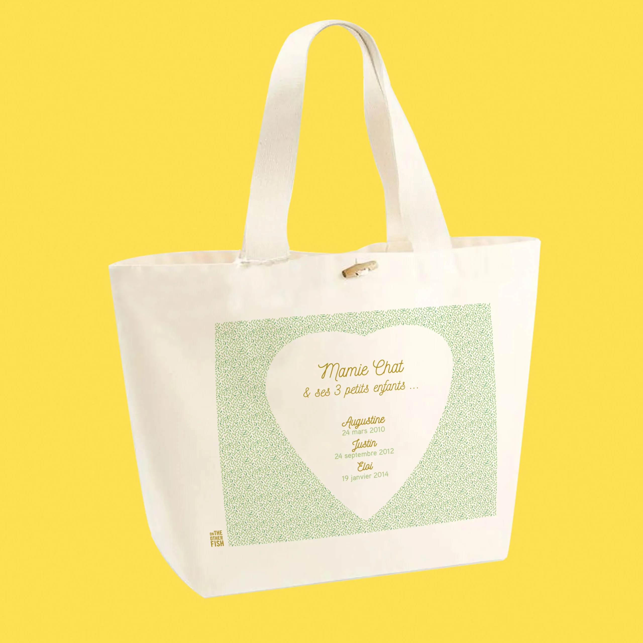 Sac Cabas à personnaliser - Vert - Mamie & ses petits enfants