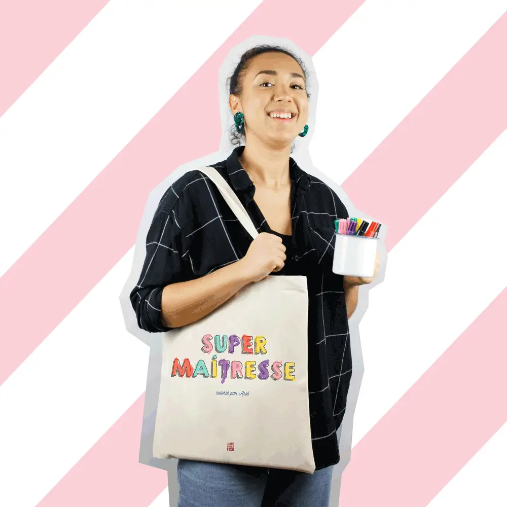 Sac à personnaliser - Super Maîtresse à colorier