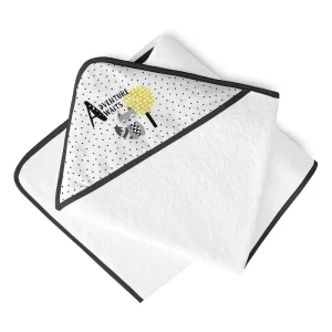 Sortie de bain avec capuche blanc/noir 100cm×100cm, Naf Naf