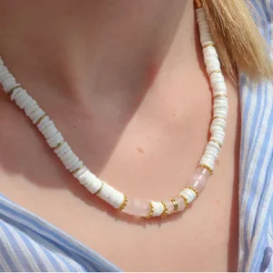 Collier en perles heishi et quartz - La petite épicerie