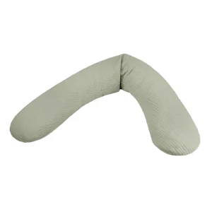 Coussin d'allaitement / Coussin de grossesse Theraline – Original Mousseline – Sauge – 190 cm – Housse en coton doux & microbilles