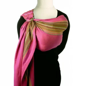 Écharpe de portage 560cm avec anneaux rose poivre ,Ring sling de Babylonia