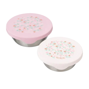 Fresk Boîte à goûter inox 2 pcs - Fleurs du jardin