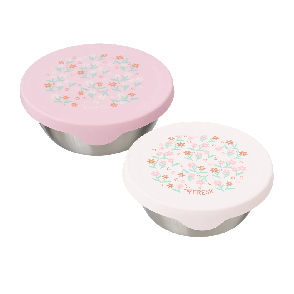 Fresk Boîte à goûter inox 2 pcs - Fleurs du jardin