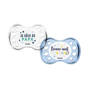 Lot de 2 sucettes physiologiques jour & nuit 6mois et + Dodie