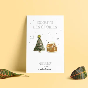 Pin's - Écoute les étoiles - Sapin et Maison pain d'épices