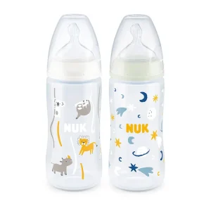 Lot de 2 biberons first serenity + température control jour et nuit 2×300ml 0-6mois NUK