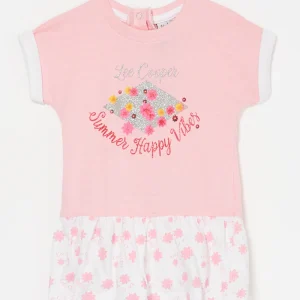 Robe évasée Rose et blanc