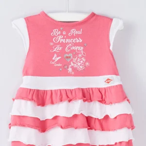 Robe volantée Fuchsia et blanc