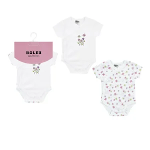 Lot de 2 bodys Kimono MC  fleurs blanc/rose