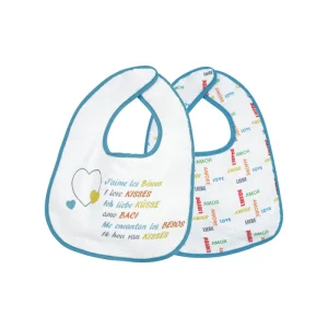 Lot de 2 bavoirs J'aime les bisous De 4 à 24 mois - 22 x 30 cm