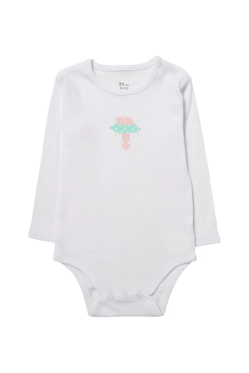 Ensemble 3 pièces Blanc, saumon et rose : 2 Bodys ML et 1 pantalon à pieds – Image 3