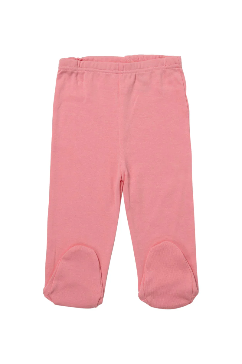 Ensemble 3 pièces Blanc, saumon et rose : 2 Bodys ML et 1 pantalon à pieds – Image 4