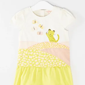 Robe à motifs Écru et jaune