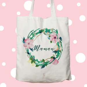 Sac à personnaliser - Couronne fleurs Maman