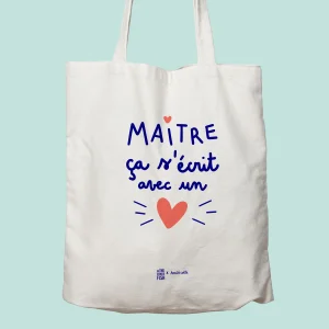 Sac à personnaliser -   "Maitre, ça s'écrit avec un cœur" en collaboration avec Touché Collé - à personnaliser